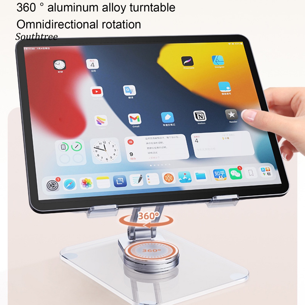 Giá Đỡ Máy Tính Bảng Để Bàn Trong Suốt Chống Trượt Xoay 360 Độ Tiện Dụng