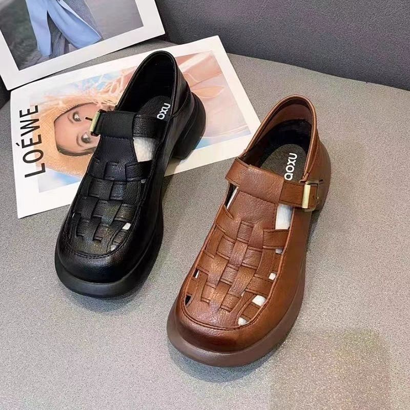Giày Sandal Da Thật Đế Bệt Thời Trang Mùa Hè 2023 Cho Nữ