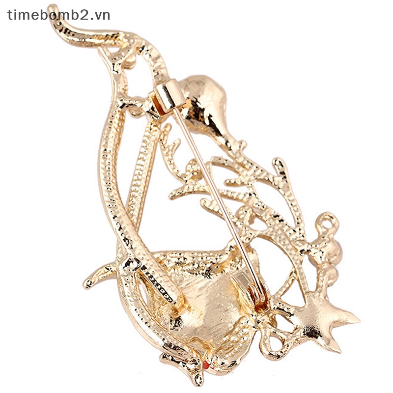 {Timebomb} Trâm Cài Áo Hình Cá Tráng Men Đính Đá Pha Lê Trang Trí Phù Hợp Với Corsage.