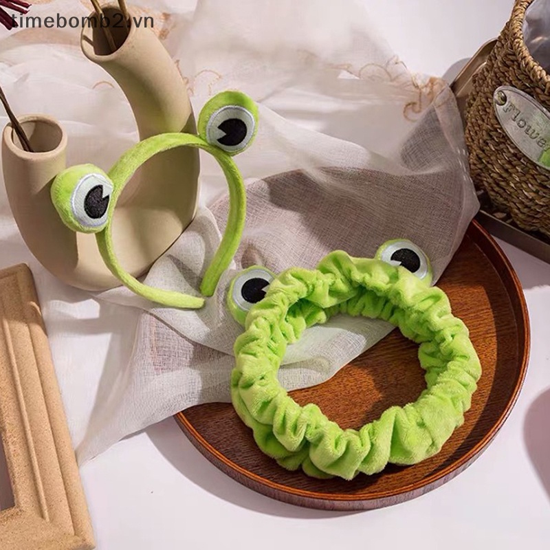 1 Băng Đô Trang Điểm Co Giãn Bản Rộng Hình Ếch Vui Nhộn Dễ Thương