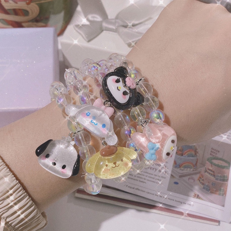 Sanrio Vòng Tay Dạng Cuộn Tròn Trong Suốt Nhiều Màu Lấp Lánh