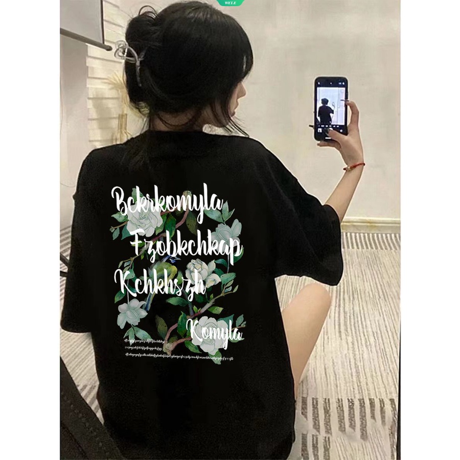 Áo Thun Tay Ngắn Dáng Rộng In Họa Tiết Đơn Giản Phong Cách Harajuku Mỹ Thời Trang Mùa Hè 2023 Cho Nữ