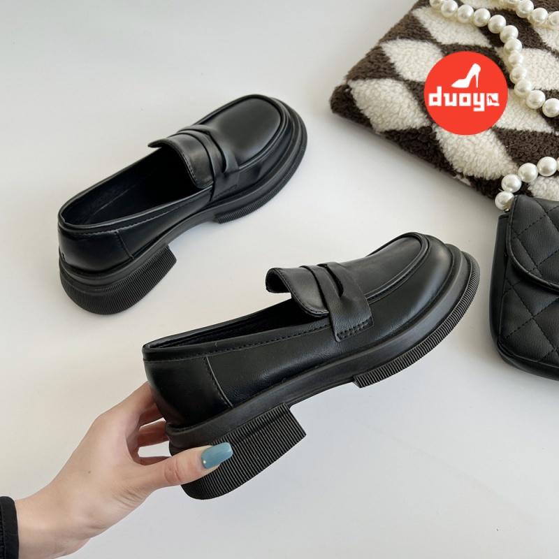 Giày Da Đế Mềm Dày Chống Trượt Chống Mài Mòn Phong Cách Anh Quốc Thời Trang Mùa Hè 2022 Cho Nữ Giày Lười Đầu [ABC] Miễn Phí Vận Chuyển