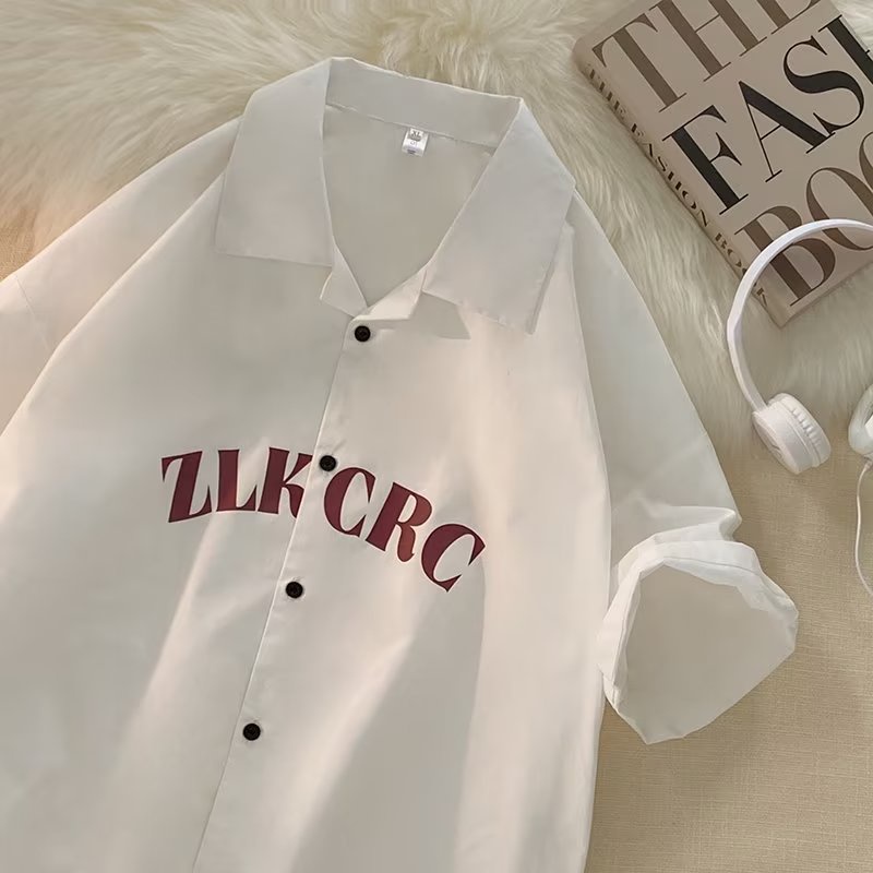 Áo Sơ Mi Tay Ngắn Màu Đỏ Rượu Vang Phong Cách Đường Phố Cao Cấp Cho Nam