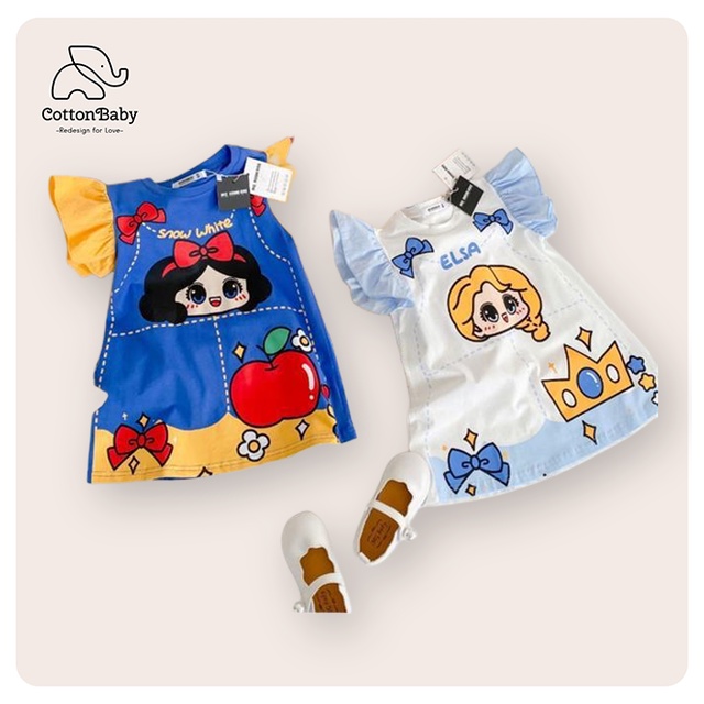 Đầm Công Chúa Elsa 90-140CM Thời Trang Mùa Hè Cho Bé Gái