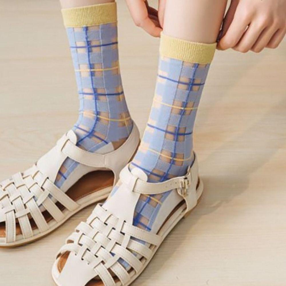 Vớ Lụa Thủy Tinh Mỏng Trong Suốt Thấm Hút Mồ Hôi Thoáng Khí Dễ Thương