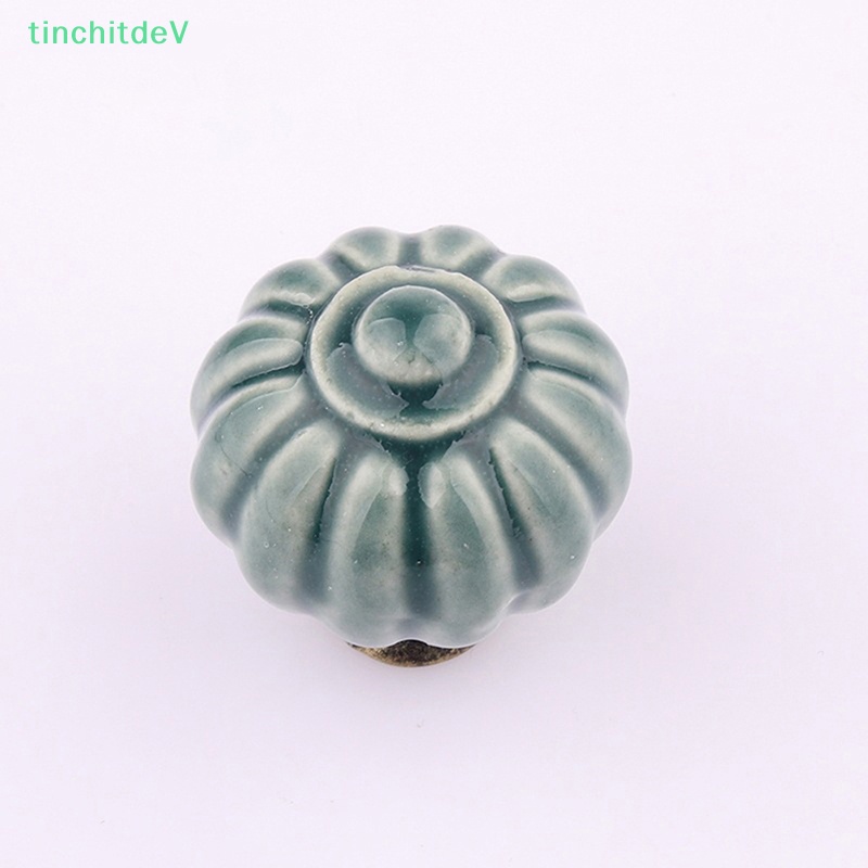 1 Tay Nắm Ngăn Kéo Tủ Bằng Gốm Hình Tròn Họa Tiết Hoa