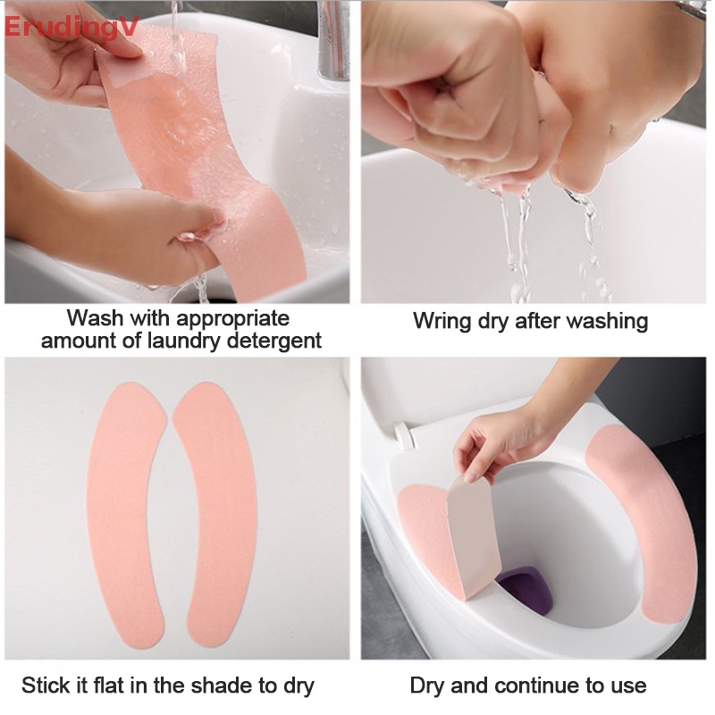 1 Cặp Miếng Lót Bồn Cầu Giữ Ấm Có Thể Giặt Tiện Lợi