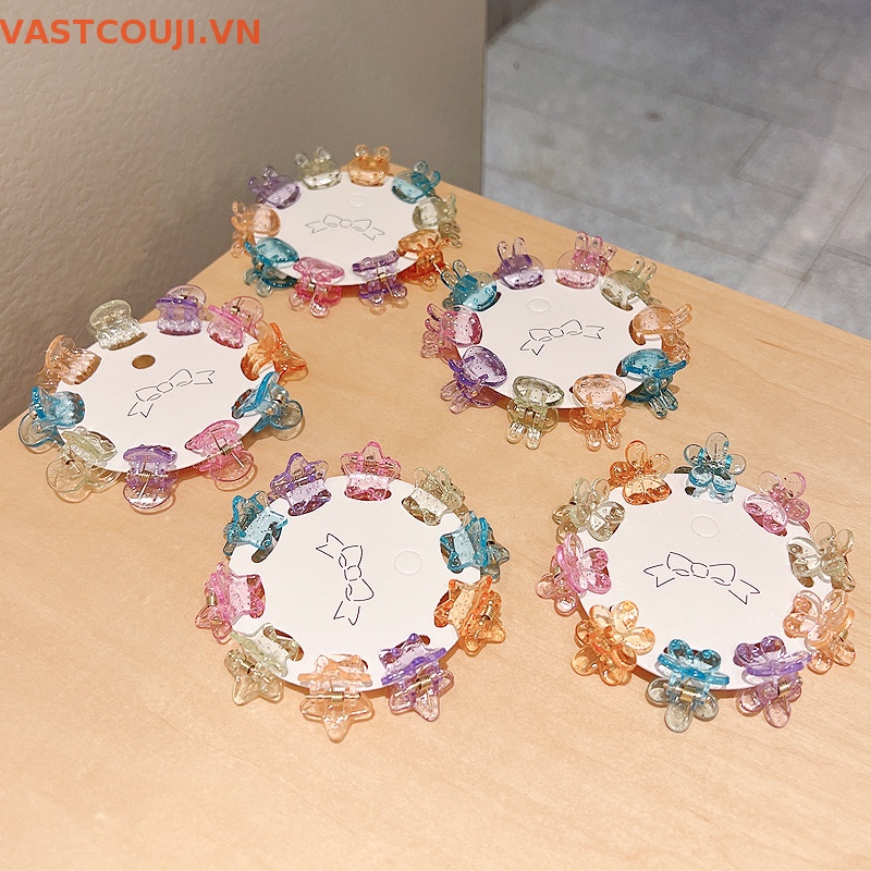 Kẹp Tóc Mini Bằng Nhựa Trong Suốt Hình Gấu / Thỏ Dễ Thương Cho Nữ