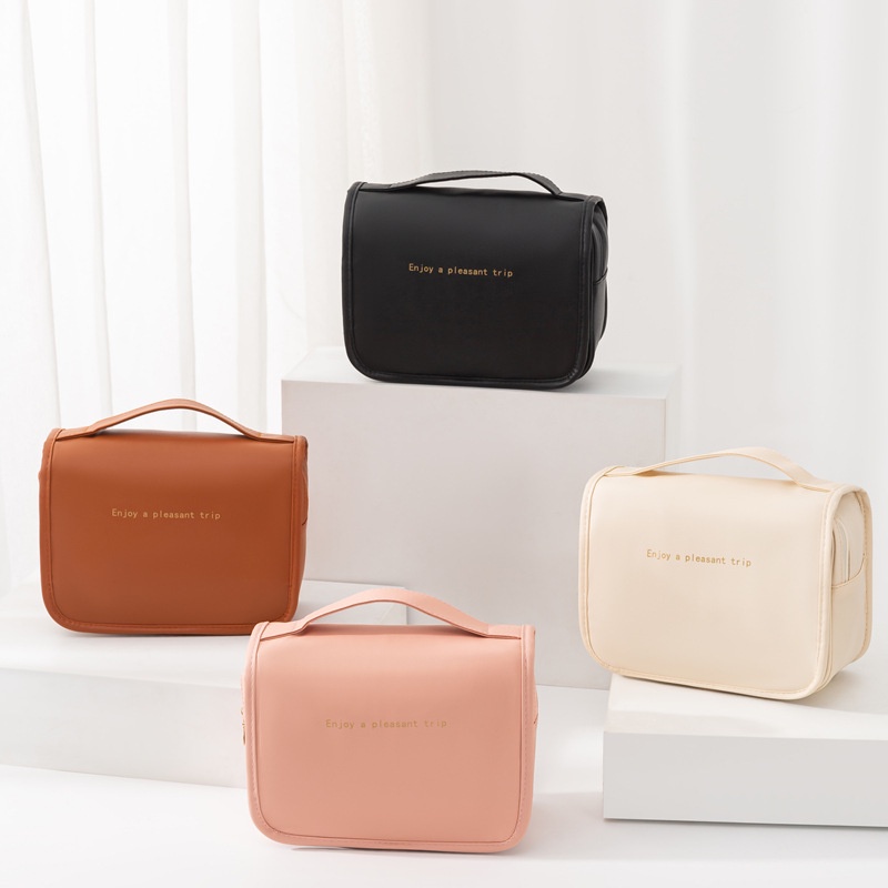 Túi Da PU Đựng Đồ Trang Điểm Sức Chứa Lớn Phong Cách Nhật Bản