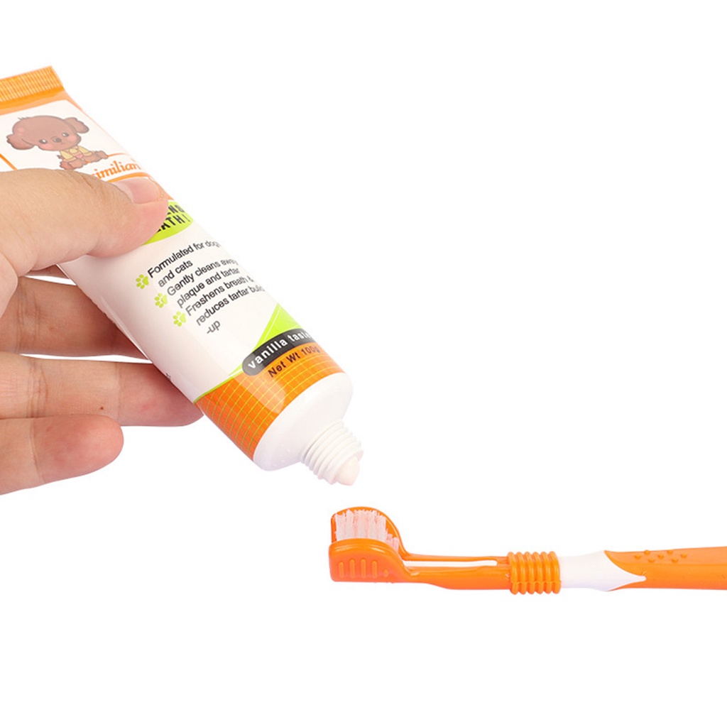 Bộ 2 Bàn Chải Đánh Răng Hương Vanilla Tươi Mới Cho Thú Cưng
