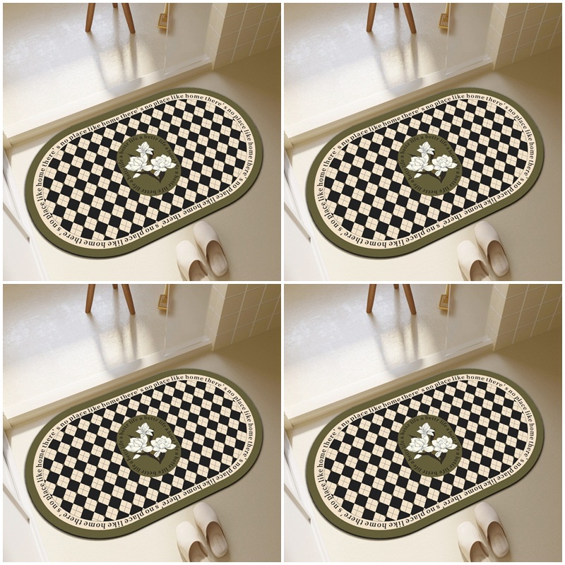 Thảm lót cửa chùi chân Chống Trượt Họa Tiết Hoa Phong Cách Retro
