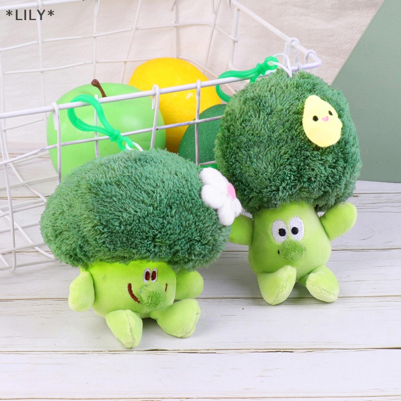 LILY Dễ thương Rau bông cải xanh sang trọng nhồi bông búp bê vài Keychain Túi Mặt dây chuyền Kid Quà Tặng uuu