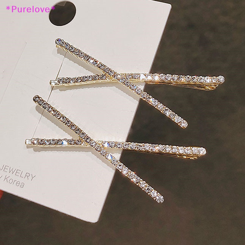 Set 2 Kẹp Tóc Đính Đá Pha Lê Thiết Kế Đơn Giản Thời Trang Mới