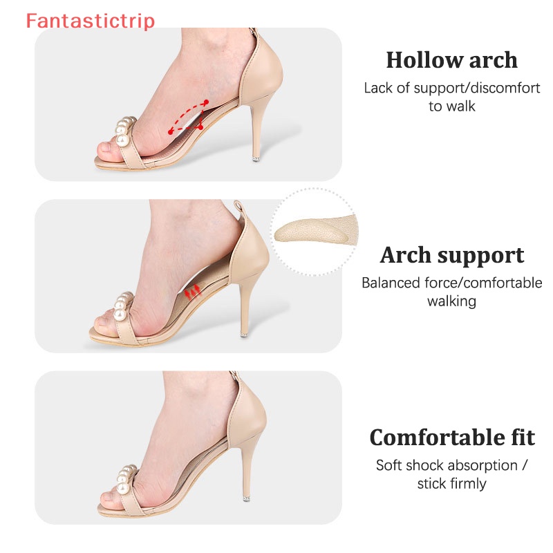 1 Cặp Đệm Lót Giày Cao Gót Dạng Cong Tự Dính Hấp Thụ Mồ Hôi Chống Trượt Mới