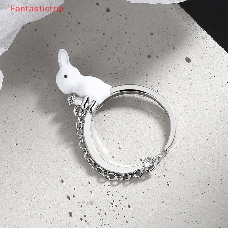 [Fantastictrip] Nhẫn Bạc 925 Dạng Hở Hình Thỏ Và Củ Cải Cá Tính Thời Trang Dự Tiệc Mới Cho Nữ