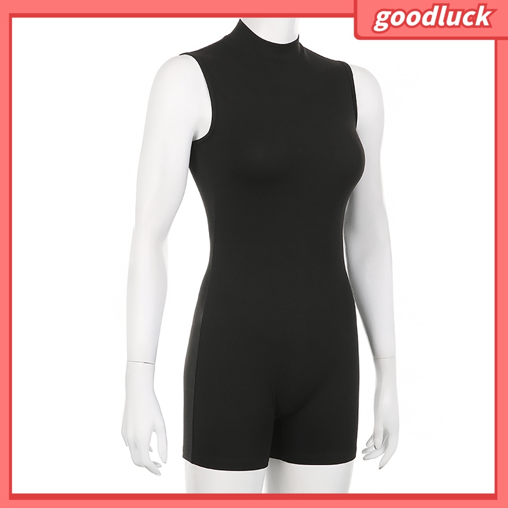 Bộ Áo Liền Quần Cổ Cao Không Tay Lưng Cao Dáng Ôm Phối Khóa Kéo Màu Trơn Thời Trang Tập Yoga Cho Nữ