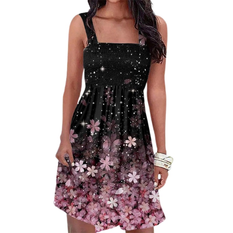 Đầm Ngắn Không Tay Hở Lưng Nhún Bèo Thời Trang Mùa Hè Cho Nữ