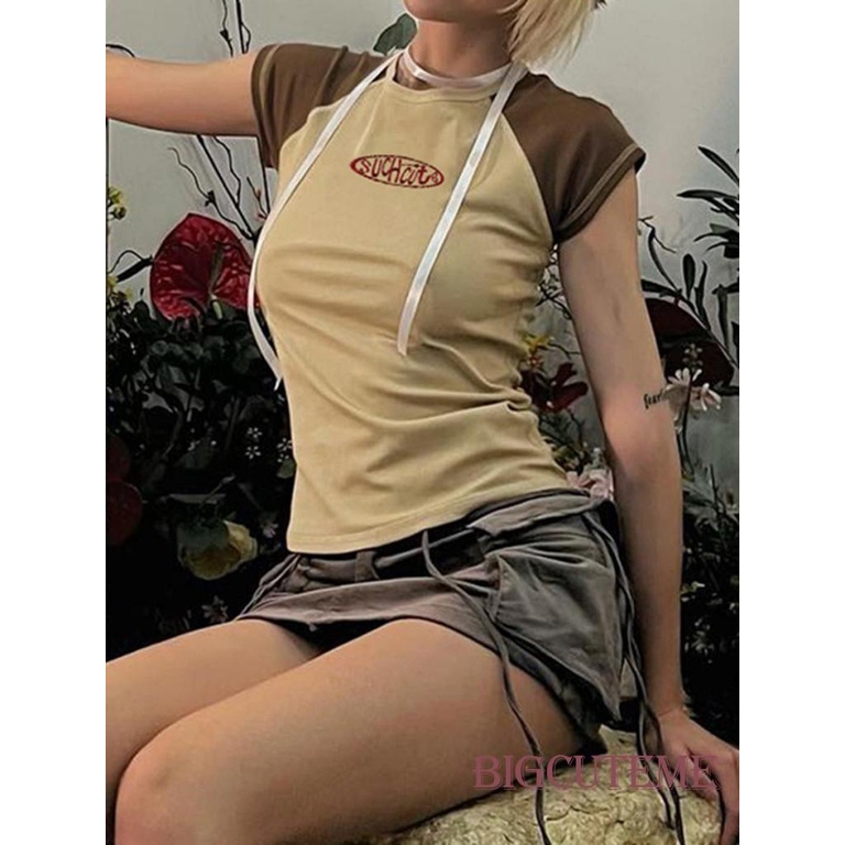 Áo Thun Tay Ngắn Cổ Tròn In Chữ Màu Sắc Thời Trang Dành Cho Nữ
