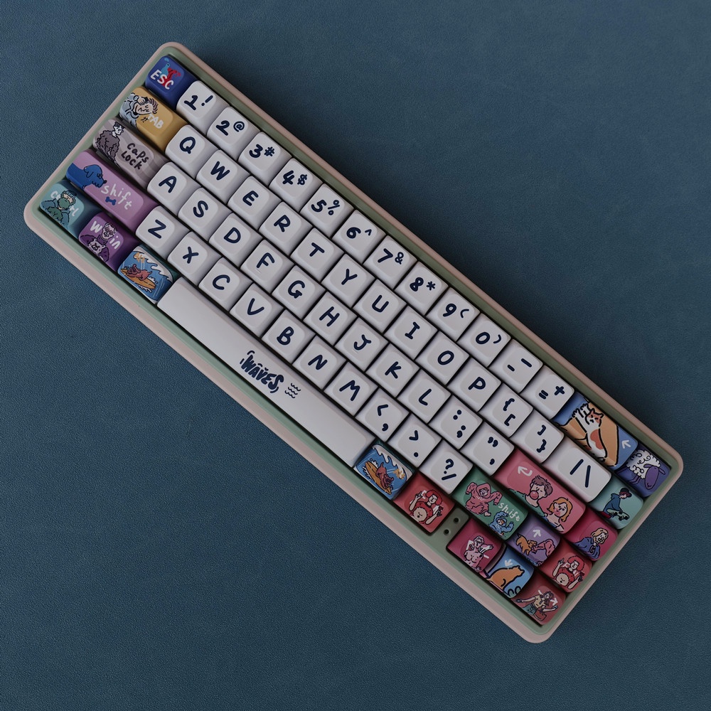 Waves Keycaps XDA Profile Hoạt Hình Tranh Sơn Dầu PBT DYE SUB Cơ Keycap