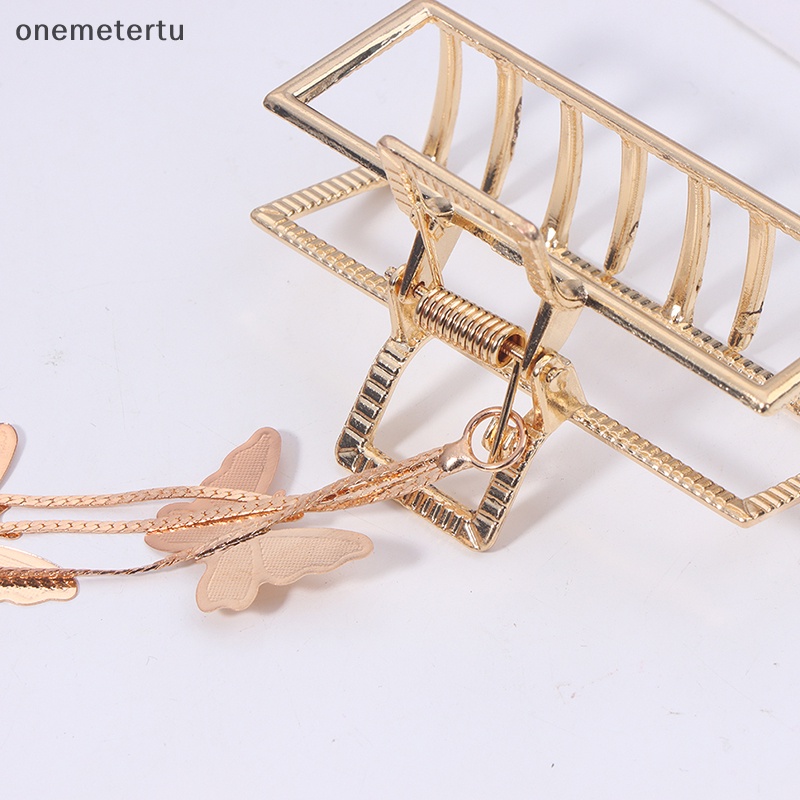 Kẹp Tóc Hình Bướm Lớn Màu Vàng Đính Ngọc Trai Phong Cách Vintage Thanh Lịch