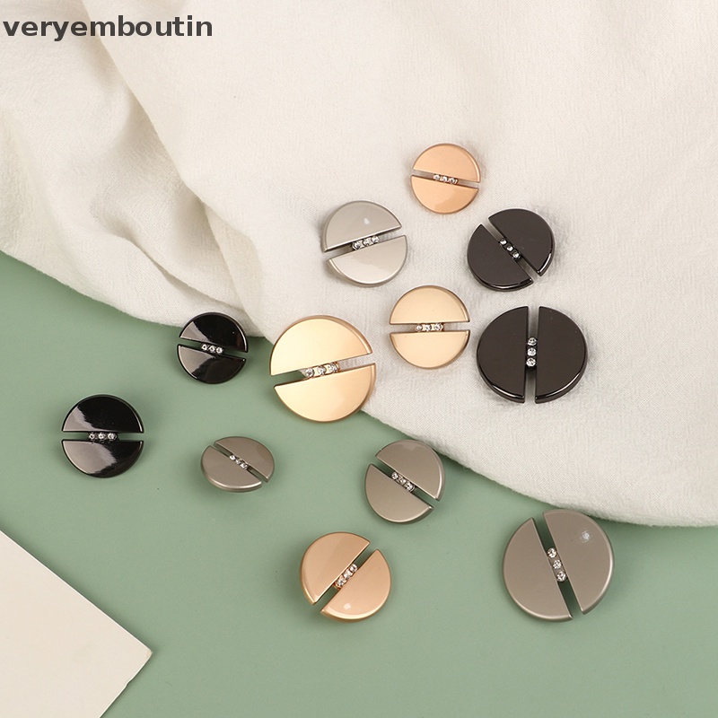 Set 5 Nút Áo Tròn Đính Đá Giả Kim Cương Thời Trang 20mm / 23mm / 25mm / 30mm