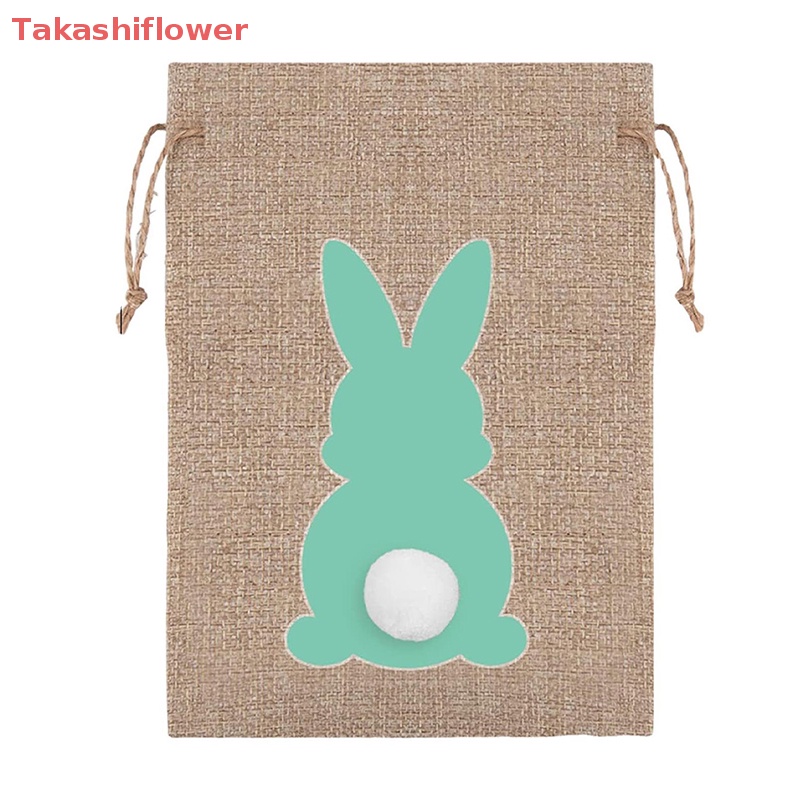 Set 6 / 24 Túi Đựng Bánh Kẹo Bằng Vải Lanh Họa Tiết Thỏ Phục Sinh Dễ Thương