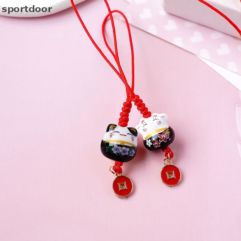 [sportoutdoor] Móc Khóa Điện Thoại Hình Mèo May Mắn Maneki Neko Trinkets Nhật Bản Dễ Thương [out]