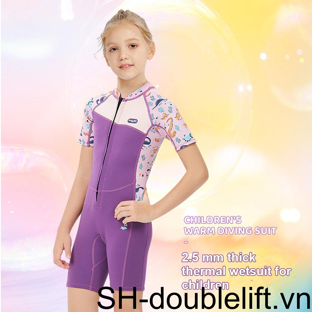 Bộ Đồ Bơi Lướt Sóng 2 5MM Giữ Ấm Chống Nắng Có Khóa Kéo Phía Trước Cho Trẻ Em