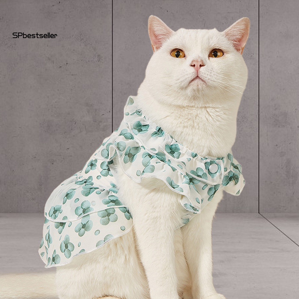 Đầm Công Chúa Mùa Hè Tay Bèo In Họa Tiết Hoa Thoáng Khí Cho Thú Cưng