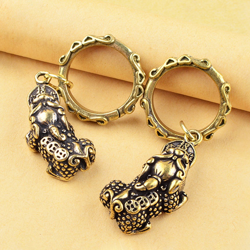 Móc Khóa Hình Tuần Lộc Bằng Đồng Thau Phong Cách Trung Hoa Cổ Điển