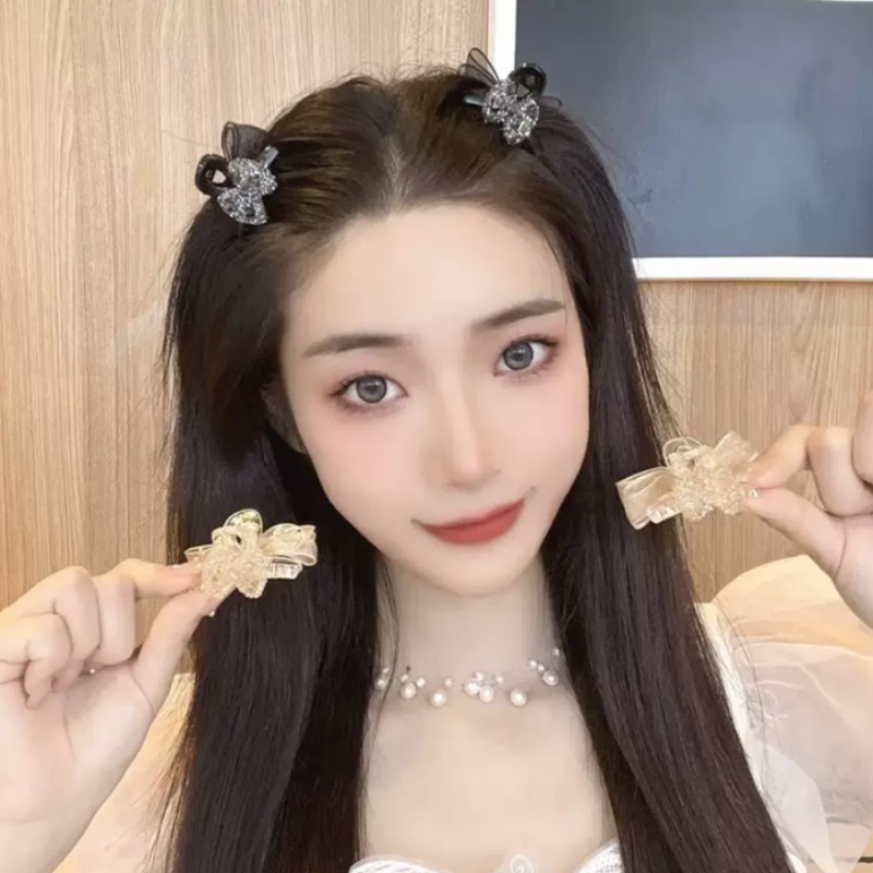 1 Cặp Kẹp Tóc Nơ Nhỏ Bằng Acrylic Dễ Thương Thời Trang Cho Nữ