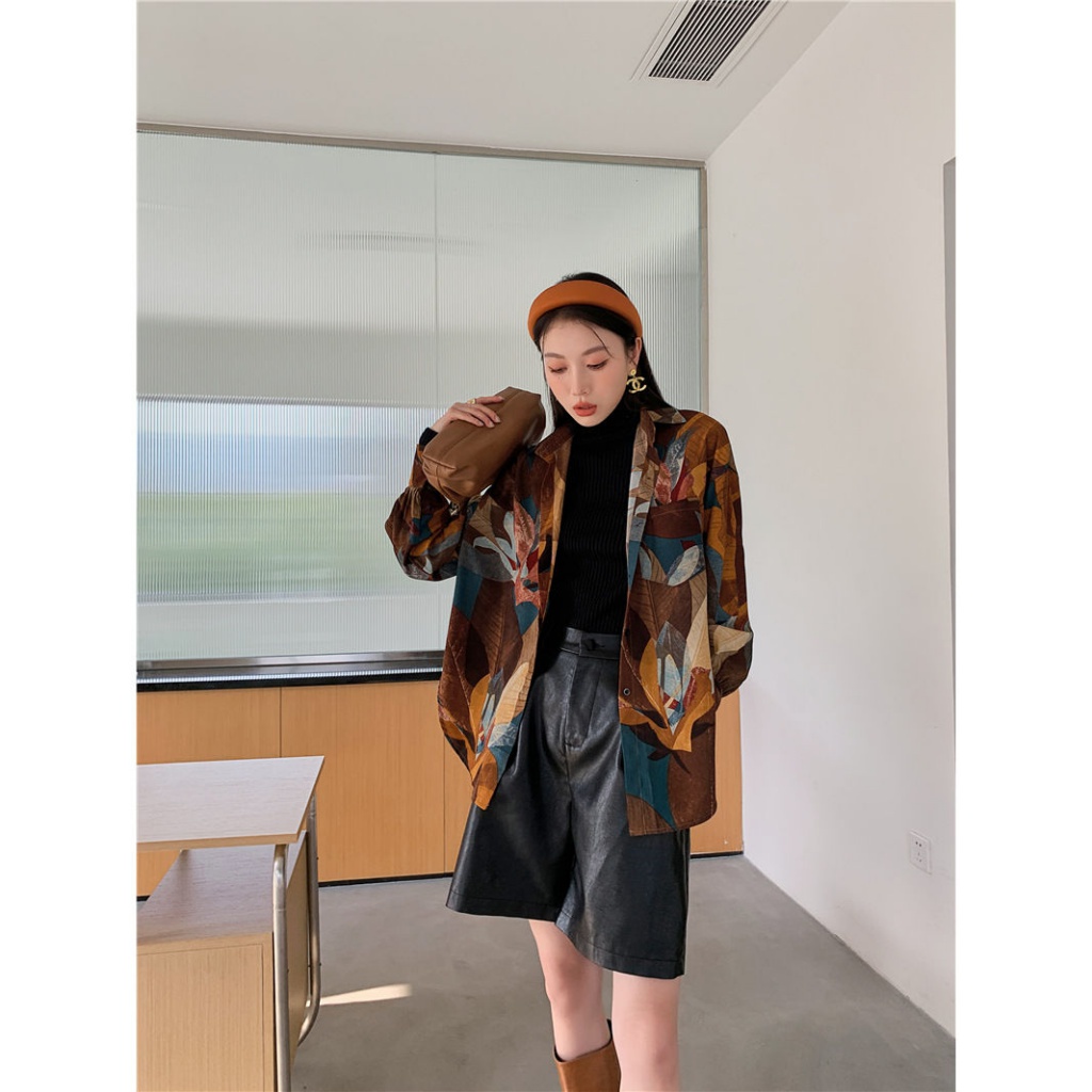 Áo Sơ Mi Nữ Tay Dài Dáng Rộng Phong Cách Hàn Quốc