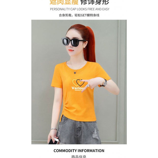 Áo Thun Cotton Ngắn Tay Lưng Cao Ôm Dáng Mẫu Mới 2023 Thời Trang Cho Nữ
