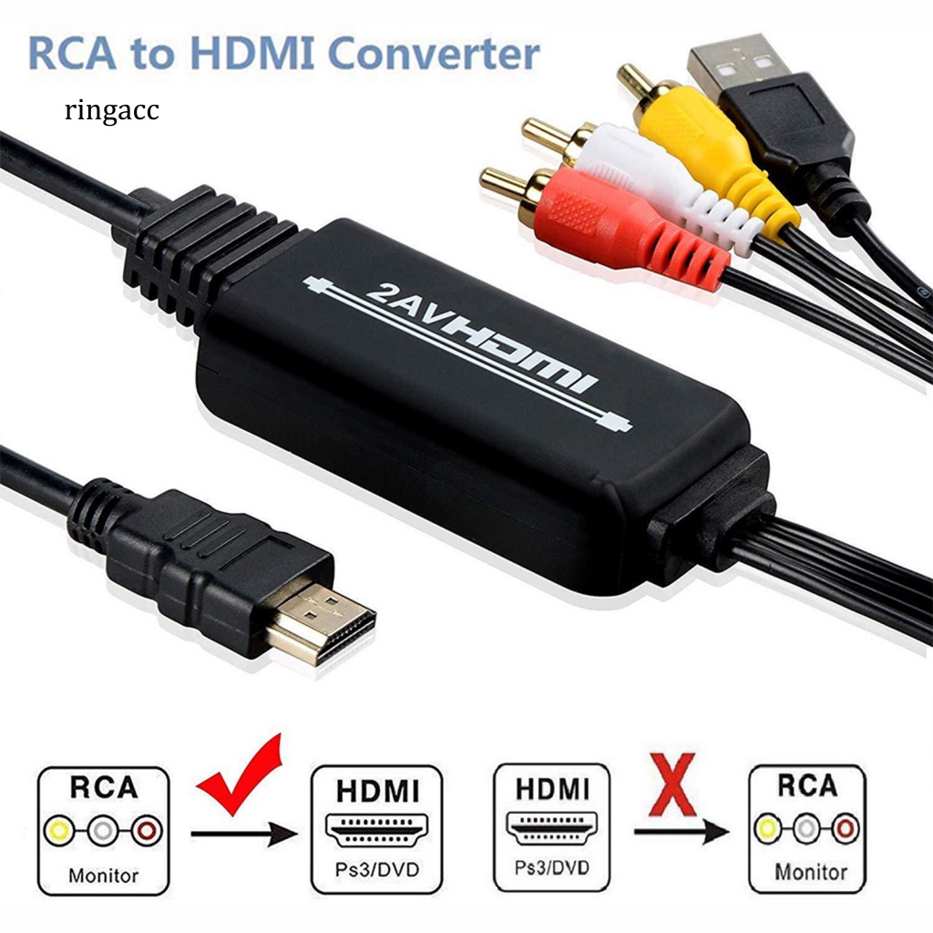 Bộ Chuyển Đổi Âm Thanh / Video ABS 3 RCA Sang HDMI 1080P Chất Lượng Cao