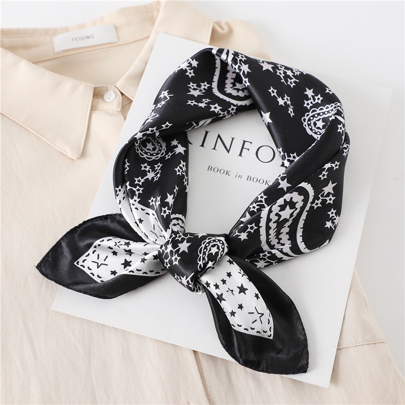 Khăn Choàng Cổ Vuông 60x60cm Bằng Lụa Satin In Họa Tiết Sang Trọng