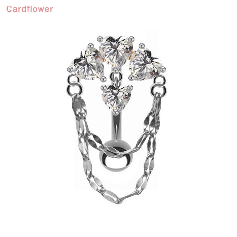 Khuyên Rốn Thép Không Gỉ Hình Trái Tim Đính Đá Zircon Mới