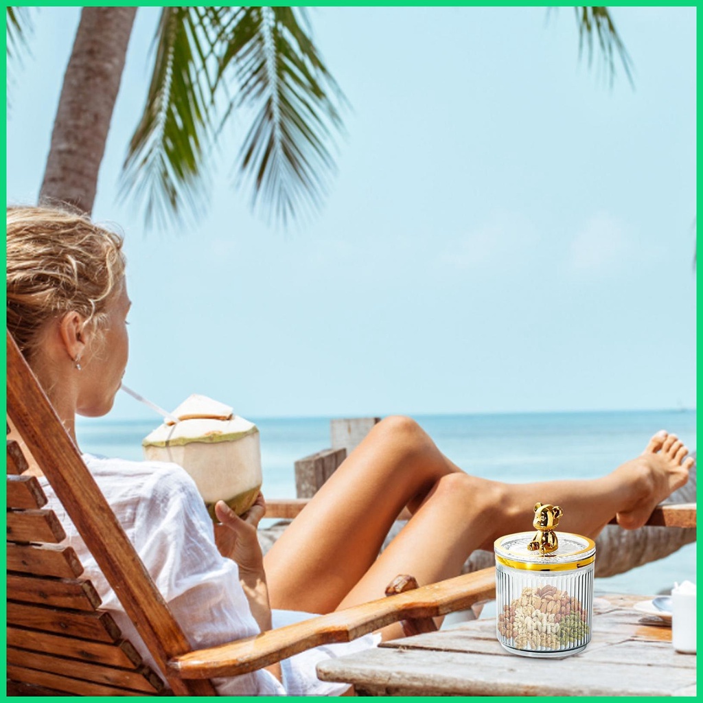 Hộp Đựng Tăm Bông / Bông Ngoáy Tai Bằng Acrylic Trong Suốt Kèm Nắp Đậy Tiện Dụng