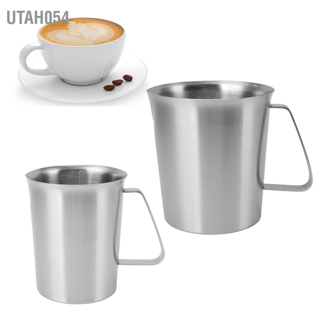 Utah054 Bình Đựng Sữa Bằng Thép Không Gỉ 304 Cà Phê Bầu Bọt Cốc Có Tay Cầm