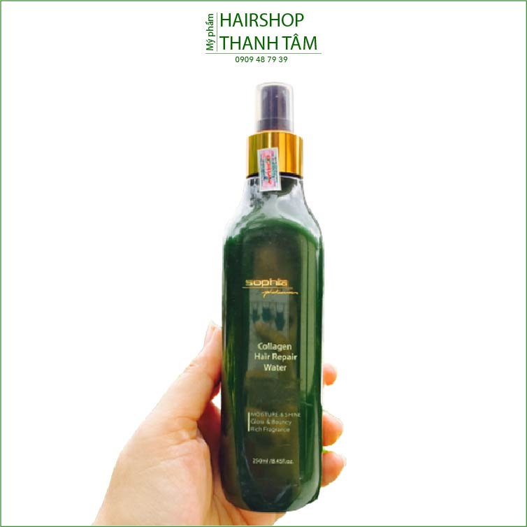 Xịt dưỡng phục hồi tóc hư tổn Collagen Hair Repair Water Sophia Platinum 250ml - chính hãng