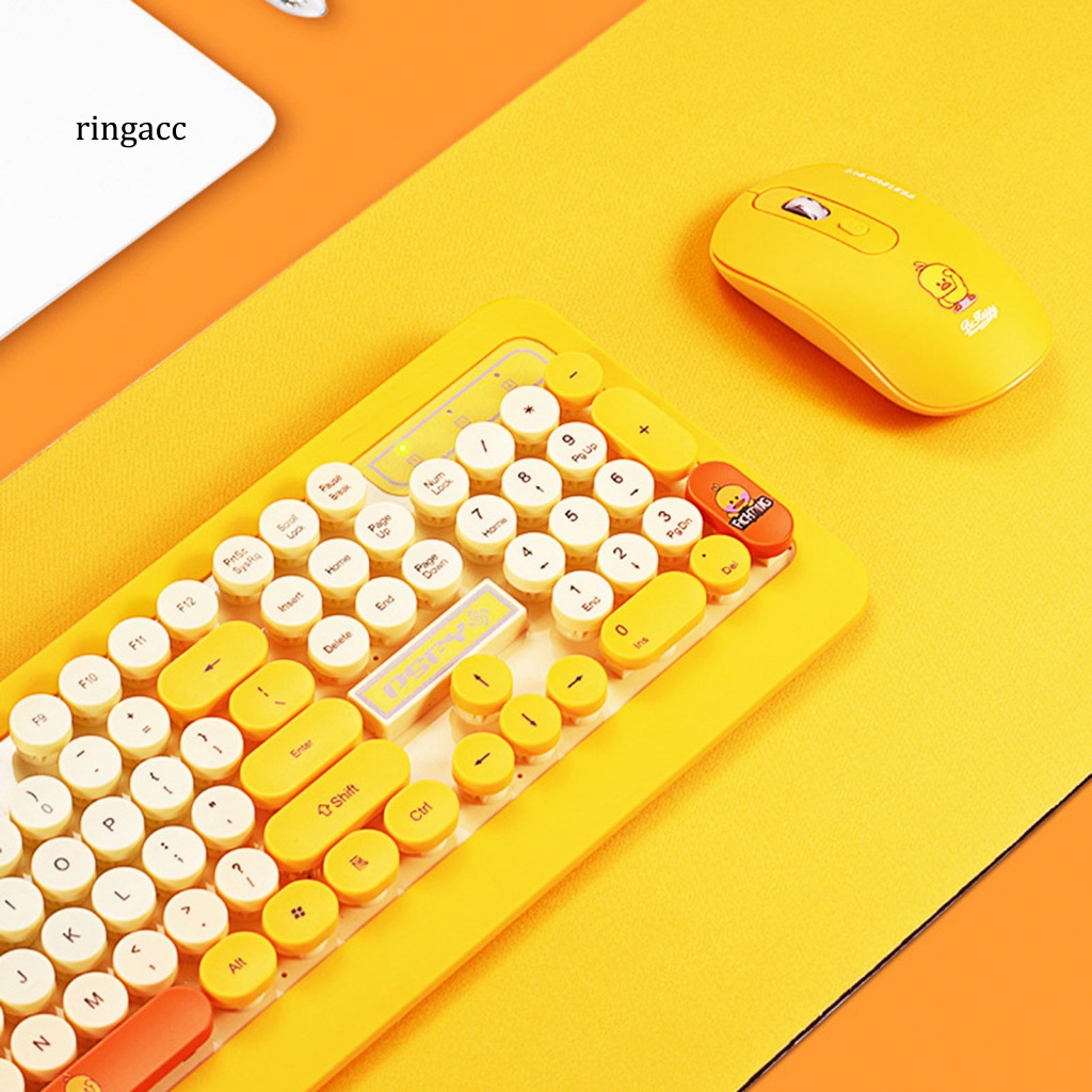 Bộ Bàn Phím Quang Không Dây USB Chống Nước K68 In Họa Tiết Hoạt Hình Cho Notebook