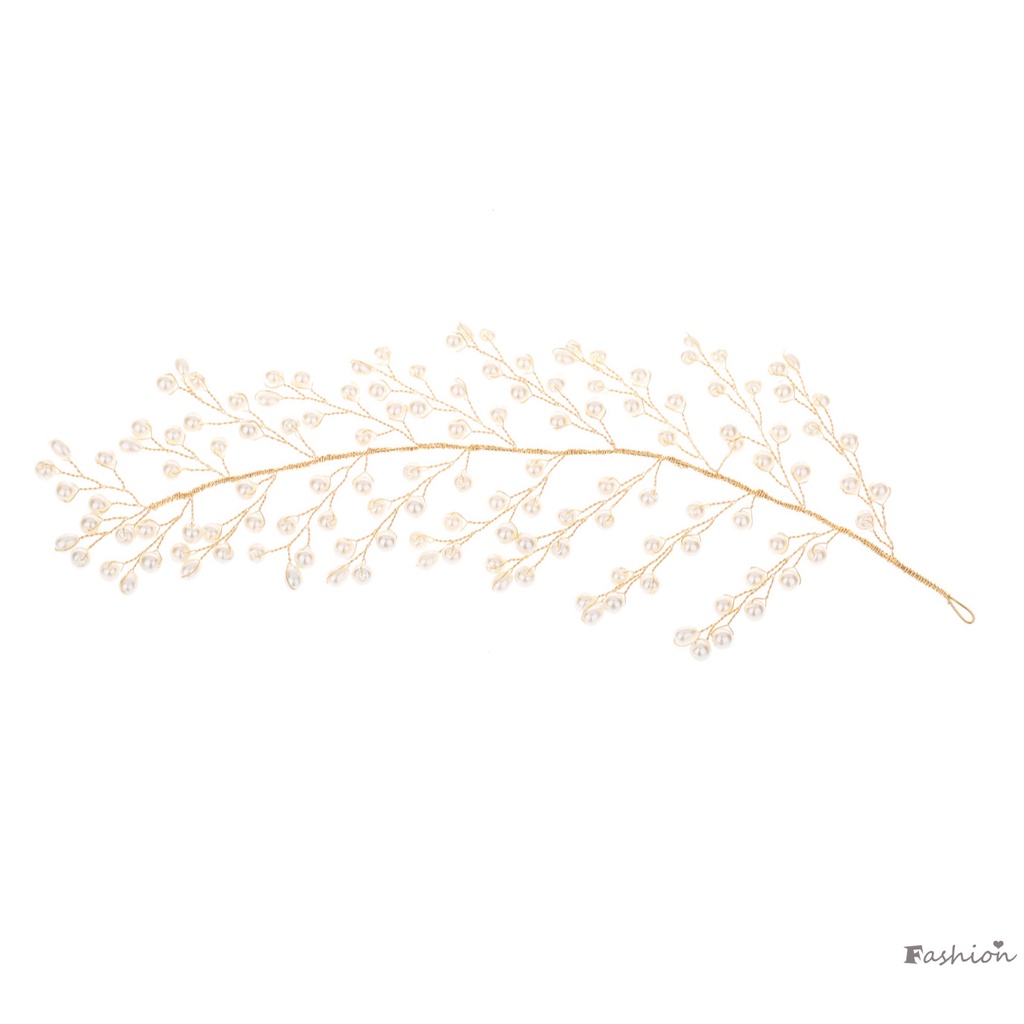 Băng Đô Cài Tóc Hình Chiếc Lá Đính Ngọc Trai Sang Trọng