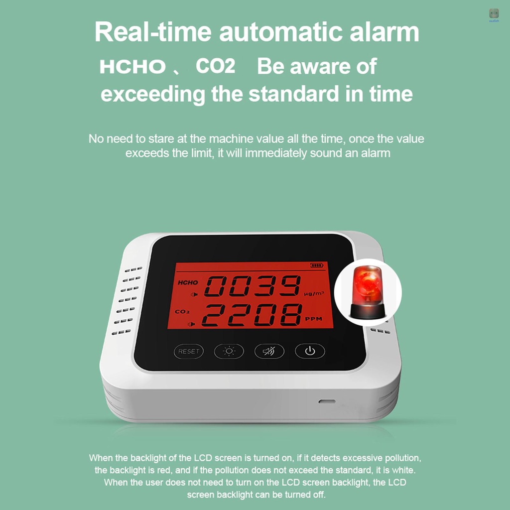 Máy Dò Chất Lượng Không Khí Gắn Tường X7 HCHO CO2 Với Chuông Báo Tiện Dụng Cho Gia Đình