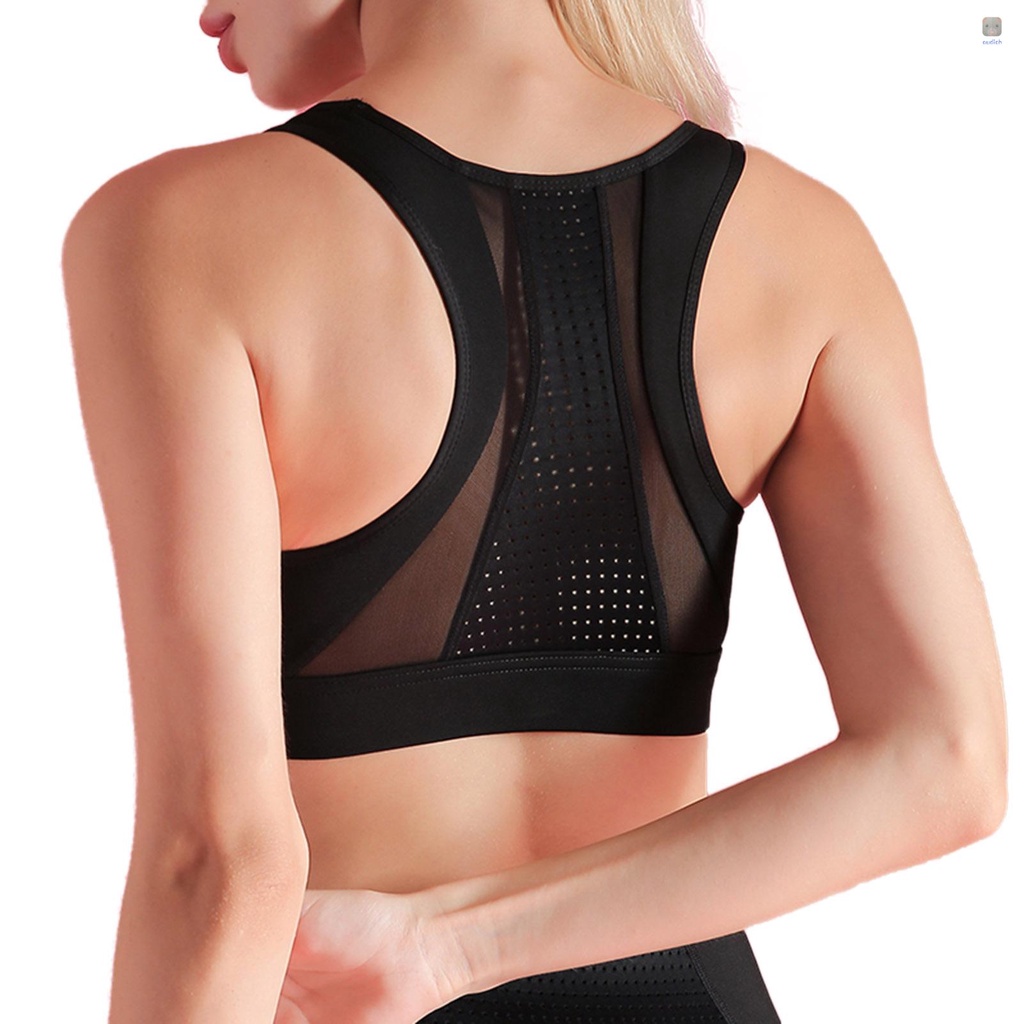 Áo Ngực Thể Thao Phối Lưới Thoáng Khí Có Mút Nâng Ngực Chống Rung Thời Trang Cho Nữ