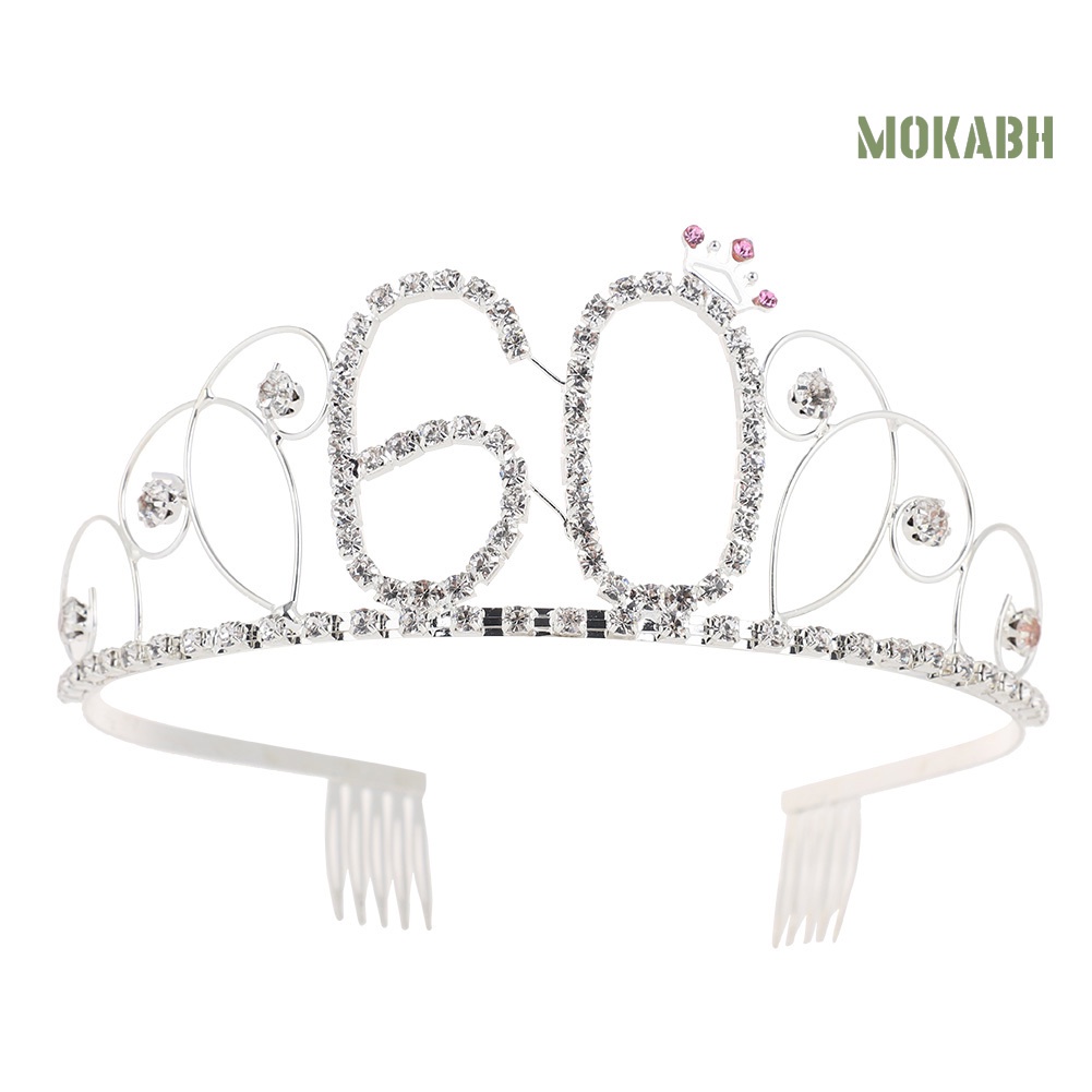 [Mok Abh] Cài Tóc Hình Vương Miện Số 60 Đính Đá Tuyệt Đẹp Cho Cô Dâu