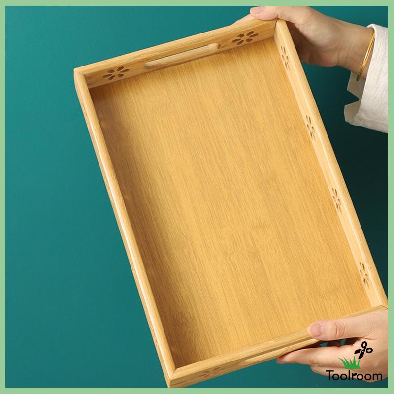 Khay Phục Vụ Thức Ăn Bằng Tre Có Tay Cầm Tiện Dụng Cho Nhà Bếp