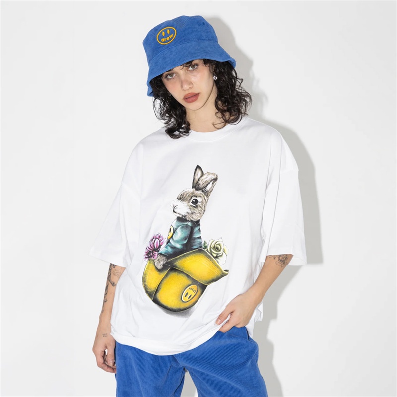 Bán Chạy Nhất &amp; Áo Thun Cotton Tay Ngắn In Hình Thỏ Bước Chân Có Nón Cho Nam Và Nữ Plus Size