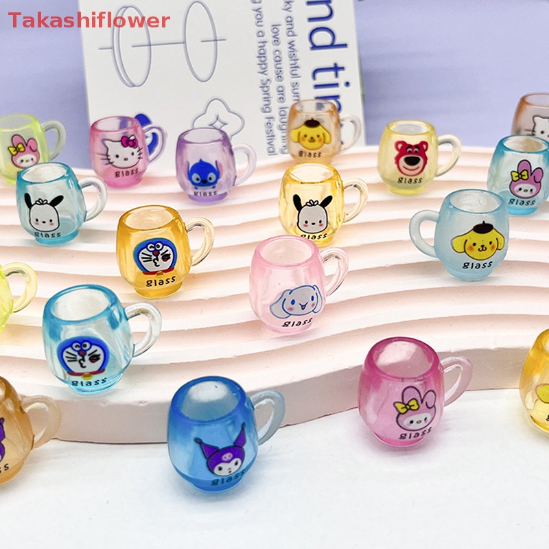 Set 5 Ly Nước Dạ Quang Bằng Nhựa Resin Họa Tiết Hoạt Hình Dễ Thương Trang Trí Tiểu Cảnh