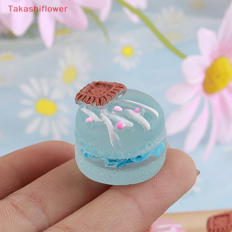 Set 2 Phụ Kiện Trang Trí Điện Thoại Kiểu Bánh Macaron 3D DIY Bằng Nhựa Resin Dạ Quang