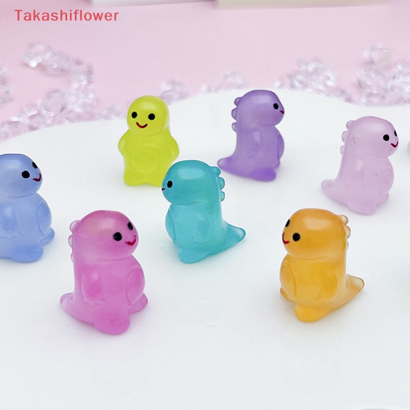 Bộ 5 Mô Hình Khủng Long Mini Bằng Resin Màu Dạ Quang Dễ Thương Trang Trí Thủ Công DIY